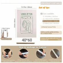 1pc, Canvas Wall Art, Framed Wall Decoration, Fun Posters, Fun Laundry Prints, Laundry Room Decoration, Cute Quote Prints, Minimalist Wall Art, Self-Service Laundry Posters, Green Laundry Prints, Bathroom Decoration, Home