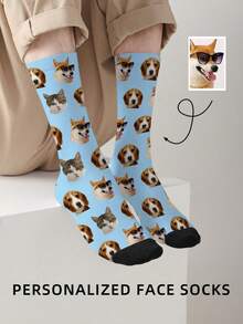 1 par de calcetines personalizados con cara, calcetines personalizados con foto, calcetines impresos personalizados, calcetines divertidos con cara personalizada, calcetines con imagen personalizada, pon cualquier cara en los calcetines, regalo de aniversario, perro, colorido, lindo, adorable, contraído, divertido personalizado, único, personalizado, personalizado, regalos ideales para él, novio, novia, familia, amigos, abuelos, niños, ella, otoño elegante, ambiente navideño en el hogar - Multicolor - Ver 8