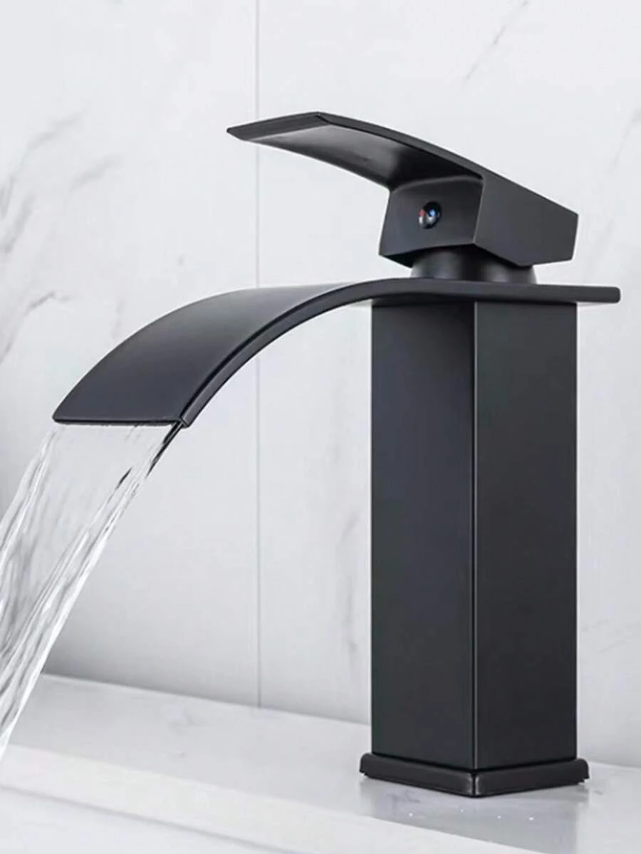 1pc Nordic Frosted Stainless Steel Waterfall Faucet, With Hot And Cold Water, Suitable For Countertop Basin, Wash Basin, Bathroom Vanity, Single-Hole. It Is Also Applicable To RVs. This Unique Waterfall Faucet Is An Ideal Gift For Halloween And Christmas.