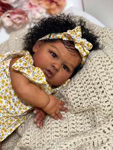 Lifelike Reborn Baby Dolls Girls Black Reborn Doll Soft Body Realistic African American Newborn Toddler Baby Doll Real Life Open Eyes Baby Dolls Gift Box 24-Inch - 黑色 - 查看 3