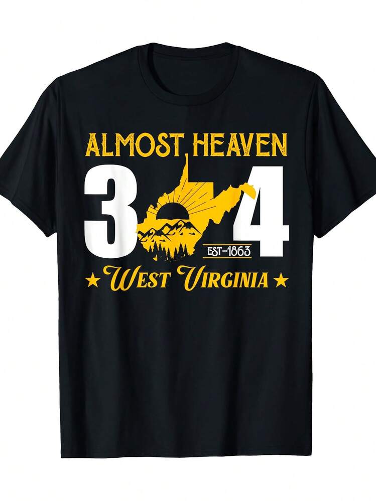 Camiseta Mapa de Virginia Occidental 304 de Almost Heaven 220g - Negro - Añade 6