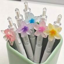 5支装0.5mm黑色墨水圆珠笔套装，可爱花朵速干书写笔，创意文具套装，适合日常办公使用，礼品套装 - 彩色 - 查看 3
