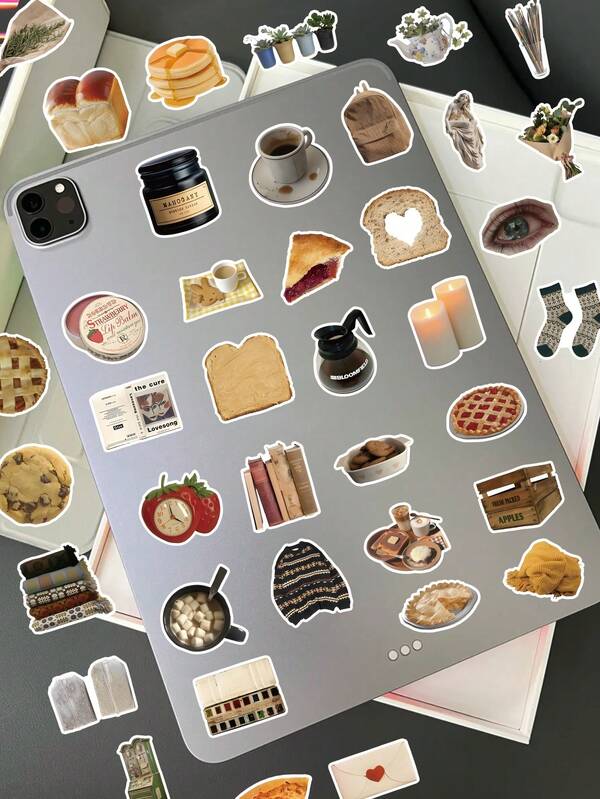 1 paquete de pegatinas de dibujos animados retro, adecuadas para scrapbooks y decoraciones DIY, material adhesivo multifuncional, adecuadas para equipaje, fundas de teléfono, etc. Vuelta al colegio [paquete aleatorio]