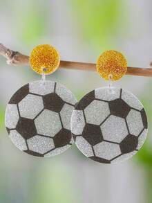 1 par de pendientes con bola colgante de parches de lentejuelas acrílicas para mujeres, adecuados para eventos deportivos y fiestas