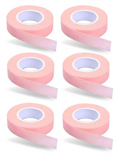 6 Pieces Breathable Eyelash Tapes For Eyelash Extensions, Microporous Fabric Tapes, Non-Woven Makeup Tools, Multi-Purpose Self-Adhesive Tapes For Eyelash Extension Applications,Pink Eyelash Tape, Eyelash Extension Tape, Eyeshadow Tape, Suitable For Extending Female Eyelashes, Eyeshadow And Eyeliner Auxiliary Tools