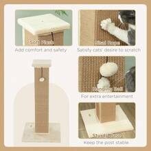 PawHut Cat Scratching Post With Vertical Sisal Rope Ball Plush, 81cm, Beige - Beige - View 4