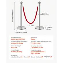 Stanchion Post, 4 Pcs Crowd Control Barrier Set With 2 Ropes, 5 Ft Stainless Steel Silver Stanchion Post Queue With Sand Injection Hollow Base For Theater, Party, Wedding, Exhibition - Multicolor - View 7