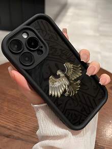 1pc Classic Travel Logo Pattern High-Quality Smooth Skin Protective Phone Case, Full Coverage Soft Shell Compatible With IPhone 13/16/15/14/13/12/11/Pro/ProMax/X/XR/XS/7/8/PLUS, - Black - View 3