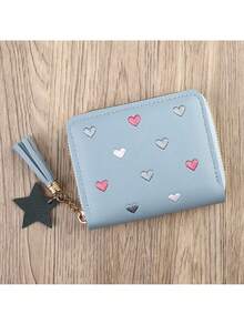 Small Women's Leather Wallet With Card Holder, Tassel And Elegant Pocket, Model 1003. - 黑色 - 查看 11