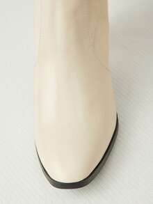 بوت طويلة فوق الركبة ذات كعب سميك وأصبع مدبب، موضة ربيعية زهرية زفاف جذابة متعددة الاستخدامات من الجلد المدبوغ (للقدم العريضة)، خريفية/شتوية. (الأحذية تكون أكبر من المقاس، يرجى طلب مقاس أصغر بنصف مقاس إذا كان لديك قدم نحيفة والتحقق من معلمات الطول والمحيط قبل الشراء) هدايا عيد الميلاد الشتوية