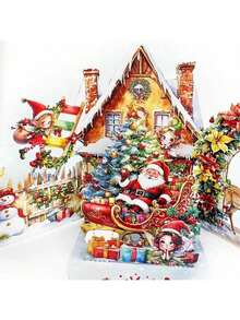 1 szt. świąteczna, wyskakująca kartka z życzeniami, zaprojektowana dla Świętego Mikołaja i elfów – motyw "Święty Mikołaj daje prezenty", w zestawie koperty – odpowiednia na świąteczne świętowanie, świąteczna kartka z życzeniami | Optymistyczny motyw świąteczny | Kolorowe ilustracje, świąteczna kartka z życzeniami, wystrój domu, dekoracje świąteczne, wystrój pokoju, zima