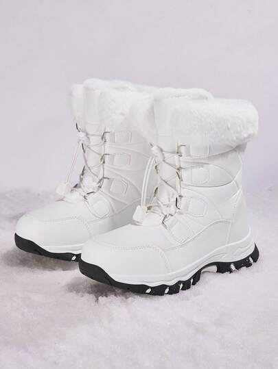 Mid-Calf Fleece-Lined Snow Boots For Teens: Waterproof, Slip-Resistant & Euro School Style"