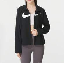 Nike معطف نسائي مزود بخطاف كبير، سترة رياضية فضفاضة غير رسمية منسوجة بياقة واقفة