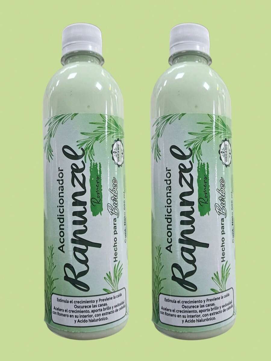 Dos piezas acondicionador con extracto de romero suavidad y brillo 500ml tratamiento capilar hidratante formulas naturales revitalizantes para todo tipo cabello uso diario restauración - Verde - Ver 1