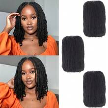 8-Inch Afro Bulk Hair For Micro Twist-3pcs Natural Black Synthetic Afro Kinky Curly Braiding Hair For Loc Repair Micro Locs Springy Twist Crochet Hair