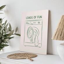 1pc, Canvas Wall Art, Framed Wall Decoration, Fun Posters, Fun Laundry Prints, Laundry Room Decoration, Cute Quote Prints, Minimalist Wall Art, Self-Service Laundry Posters, Green Laundry Prints, Bathroom Decoration, Home