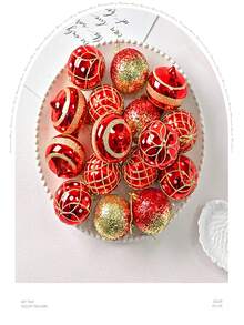 16 قطعة زينة كرات عيد الميلاد لشجرة عيد الميلاد، كرات زينة لا تنكسر معلقة على شجرة عيد الميلاد، كرات بلاستيكية بالجملة لزينة شجرة العطلات، مع سلسلة معلقة، مناسبة لشجرة عيد الميلاد وحفلات عيد الميلاد وديكور المنزل، (أحمر - ذهبي وردي - أبيض)