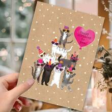 [Chic Birthday Card] Unique Chic Pet-Themed Birthday Card With Envelope | Perfect For Cat & Dog Lovers, Friends, Parents - Fashionable Cats In Glasses Design (4.7"X7") - 彩色 - 查看 5