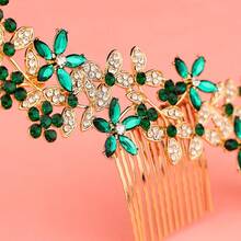 1 Peça Pente de Cabelo Elegante e Luxuoso com Flores e Strass, Acessório de Cabelo Floral com Strass para Noiva, Noiva, Pentes, Pente de Cabelo, Pentes para Cabelo, Pente Lateral, Casamento