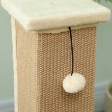 PawHut Cat Scratching Post With Vertical Sisal Rope Ball Plush, 81cm, Beige - Beige - View 9