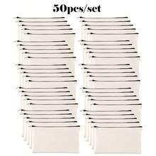 50 Peças Sacos de Zíper de Lona Bege - Bolsas DIY para Artesanato e Armazenamento de Cosméticos, Papelaria - Perfeito para Natal, Casamentos, Aniversários, Decoração de Casa, Decorações de Natal, Decoração de Quarto de Inverno