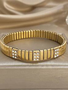 1 buc minimalist elastic bandă curea de ceas brățară pentru femei stras stivuibil brățară din oțel inoxidabil pentru bijuterii de petrecere zilnică Halloween cadouri de Crăciun