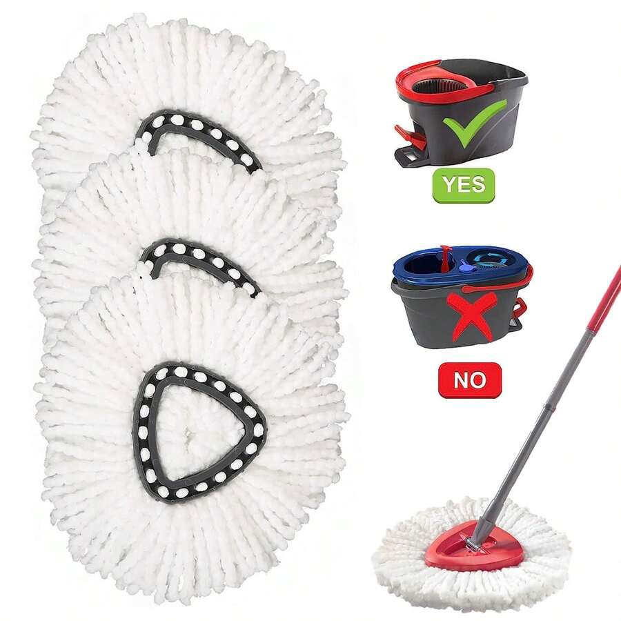 3 Pcs Mop Head Replacement For O-Cedar Spin Mop, EasyWring Microfibers Mop Refill Heads