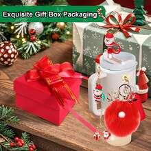 8 Stück Weihnachts-Becher-Zubehör für 40oz & 30oz Becher mit Henkel, inklusive Strohhalm-Aufsatz, Lippenstift-Halter, Becher-Manschette, Charm-Ornamente, Weihnachtsgeschenk