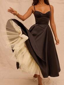 New Princess Dress Temperament Elegant Mesh  Double-Layer Dress - Navy Blue - View 2