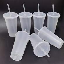 10/20/30 Pack Reusable 24oz Cups With Lids And Straws - Iced Coffee Cups, Plastic Travel Cups, Suitable Smoothies And Juices - Birthday Parties, Father's Day, Mother's Day Valentine's Day Halloween Christams Presents - 透明 - 查看 4