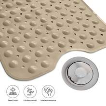 1pc Bath Mat - Lux Decor Non-Slip Durable PVC Tub Mat With Suction Cups And Drainage Holes - 40x16 Inches- For Shower And Bathtub Comfort, Roll-Up Storage, Home Decor, Back To School, Graduation Gifts-, Spring Cleaning Upgrade, Valentine's Day Spa Feel, Safety First, Quick Dry Surface, Mold Resistant, Easy Clean, Comfortable Standing, Shower Essential, Bathtub Safety, Bathroom Upgrade, Daily Use Mat, Home Basic, Family Use, Everyday Living - 米色 - 查看 7