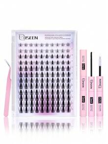 120 piezas Kit de extensión de pestañas estilo de dibujos animados C-Curl, banda súper suave y delgada, cómodo uso durante todo el día, fácil de recortar y aplicar, adecuado para maquillaje diario, fiestas o citas. Kit de extensión de pestañas DIY, pestañas individuales de 8-18 mm, incluye pegamento para pestañas, sellador y pinzas, para uso personal (8-18 mm, Set)