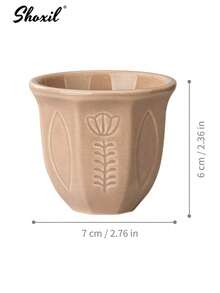 shoxil 1pc Saudi Coffee Cup, Ceramic Cup, Coffee Cup, Teacup, Matcha Cup, Water Cup, Embossed Tulip Ceramic Cup, Middle Eastern Style Coffee Cup, Handmade Hook Flower Coaster, For Home, Coffee Shop, Courtyard, Saudi National Day