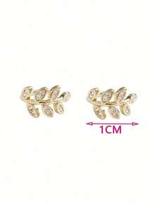 2pcs/1 Set Gold-Colored Leaf Shaped Clip-On Earrings For Women, Adjustable And Comfortable Non-Pierced Design; Lightweight And Simple Style Suitable For Daily Wear, Parties, Photos, Travel, And Halloween Outfits; Elegant Leaf Element Adds A Stylish Touch To Any Look; Perfect Accessory For Date Nights, Festive Events, And Casual Outfits; Great Small Gift For Women, Friends, And Sisters - 金色 - 查看 4