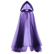 Skeleton-Style Black Hooded Tulle Cloak - Full-Length Transparent Cloak For Adults, Featuring An Oversized Hood, Perfect For Halloween Ghost Role-Playing Costumes, Medieval Ghost Net Robe, Vampire Bride Transparent Cloak, And Halloween Attire - Multicolor - View 12