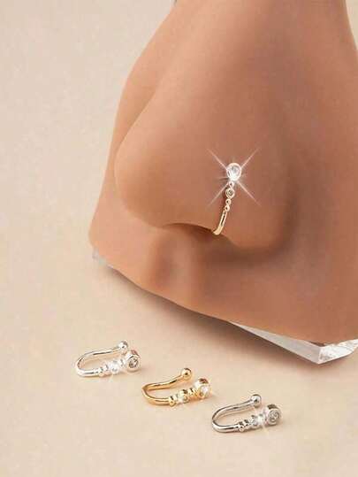 1pc Delicate And Elegant  Gourd Shaped Artificial CZ Nose Ring Stud Suitable For Women, Nightclub, Party, Birthday Gift