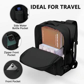 Sac à dos de voyage pour hommes avec plusieurs poches, convenant pour les ordinateurs portables de 15,6 pouces, sangles d'épaule réglables, poches zippées multiples, design pour les équipements de voyage d'affaires et de randonnée