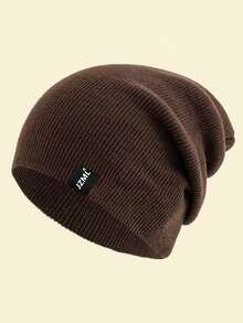 JZML 1pc Unisex Letter Label Decor Beanie Halloween - Coffee - View 4