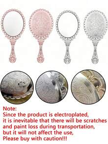 Set de 12 piezas de espejos de mano retro con relieve, espejo de mano portátil y lindo estilo princesa, espejo de mano pequeño para maquillaje con mango, espejo de mano portátil con encaje, que contiene 3 espejos, 3 bolsas de gasa, 3 etiquetas y 3 cuerdas de cáñamo, adecuado para regalos de fiesta de princesa, despedidas de soltera, fiestas de San Valentín, bodas, aniversarios