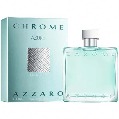 Azzaro Eau de Toilette en Spray Chrome Azure para Hombres EDT Perfume Perfumes 100ml/3.4oz Fragancia duradera, fresca y deportiva para novio, esposo, padre, hermano, cumpleaños, graduación, fiesta, viaje, campamento, al aire libre, escuela, viaje, festivales, aniversario, verano, otoño, vacaciones, estilo natural