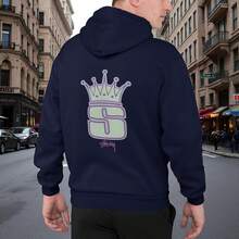Sudadera Hoodie Stusy Contorno Morado  Unisex con Capucha - Azul Marino - Ver 1