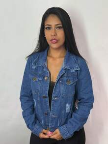 Women Denim Jackets & Coats - Rửa tối - Xem 1