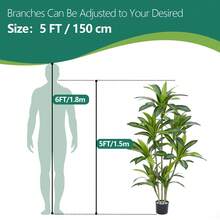 Dracaena Plant Artificial Tree Decor - Tall Fake Tree For Home Decor Faux Plant Indoor Artificial Dracaena Tree For Living Room Bedroom Office Live Streams Decorative Modern Greenery