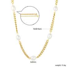 Collar de perlas de agua dulce de lujo europeo y americano, cadena de clavícula en forma de estrella de cinco puntas, collar de acero inoxidable chapado en oro de 18 quilates al vacío para fiestas, regalos, banquetes de boda y accesorios de joyería para mujeres