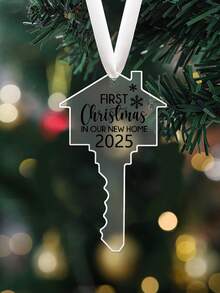 Il nostro primo Natale nella nostra nuova casa 2025, decorazione appesa in acrilico trasparente a forma di chiave, regalo di inaugurazione della casa, regalo di trasloco per famiglia/amici, decorazione per feste natalizie e di casa, ornamento natalizio per l'albero di Natale