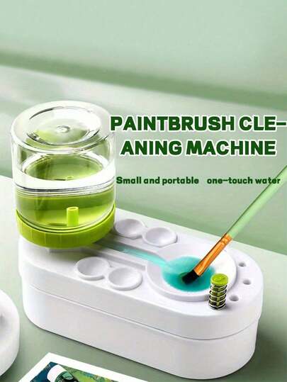 Compact Automatic Paintbrush Cleaner System - One-Touch Water Recirculation, Portable Design For Artists, Ideal For Watercolor & Acrylic Paints