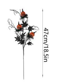 1pc Halloween Decorations, 18.5Inch Artificial Pumpkin Maple Leaf Floral Stems Halloween Branches Decoration, For Home Indoor Party Vase Arrangement Decor - Multicolor - View 3