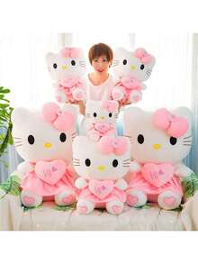 Hello Kitty Plush Doll Hugging Heart, Soft Stuffed Angel KT Cat Doll, Gift For Girls On Festivals And Birthdays - Pink - View 1