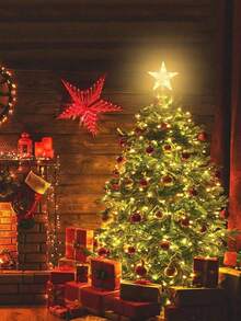 1 件圣诞树顶星室内圣诞树顶星暖白色装饰星灯适用于圣诞派对餐厅百货商店新年、圣诞节 - 暖白 - 查看 2