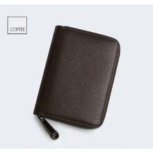 Genuine Leather Credit Card Holder Wallet, ID Bag Storage Bag, Zipper Wallet - Coffee Brown - View 7